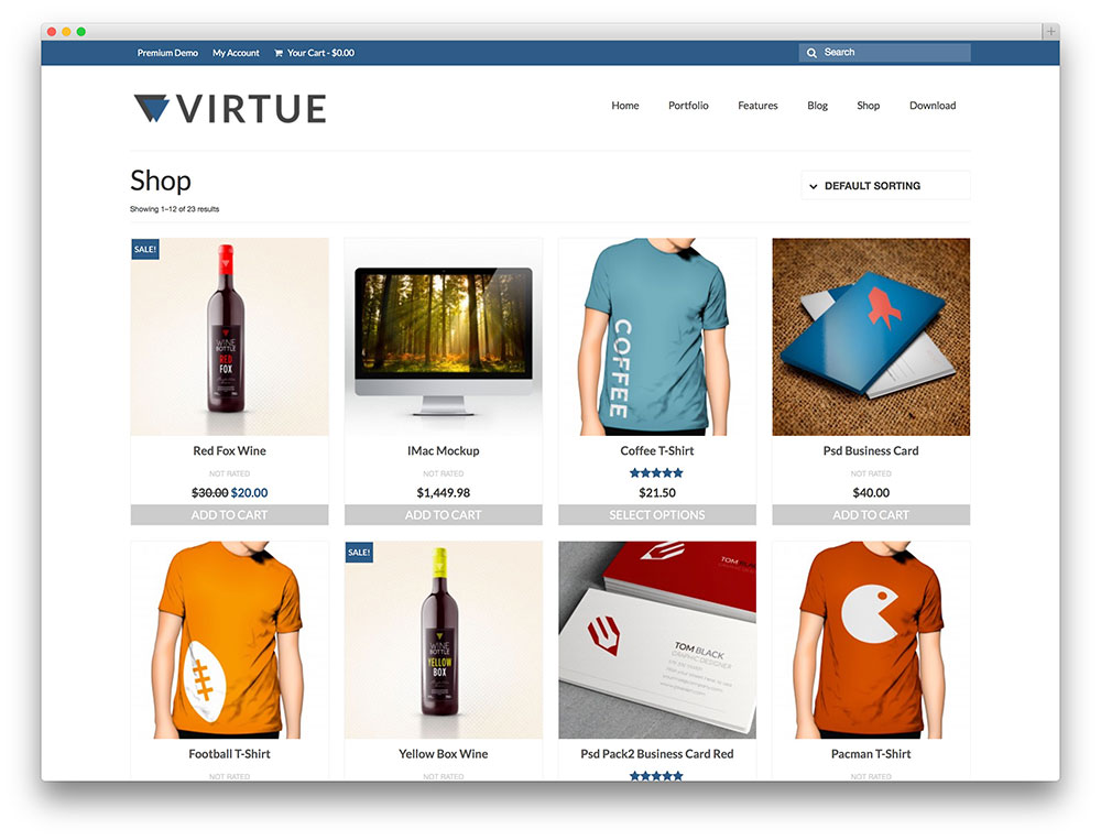 Virtue FREE Ecommerce WordPress website themes